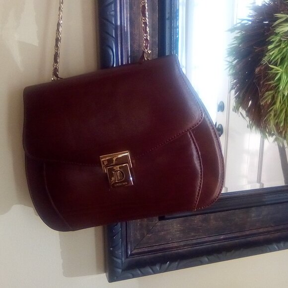 1990s D Collection Vintage Brown Leather Shoulder Bag - Pre Owned - Picture 2 of 6